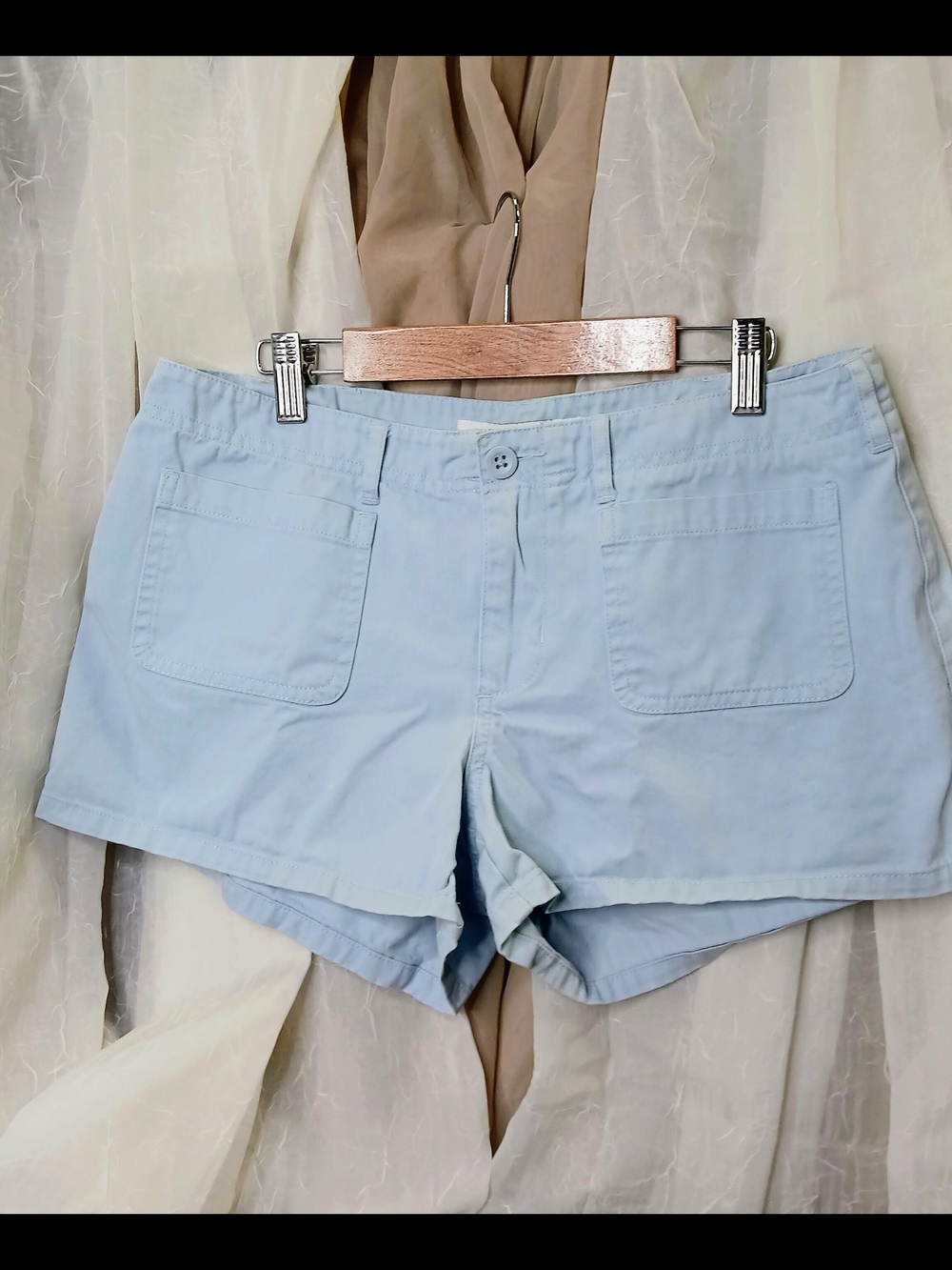 Abercrombie & Fitch Light Blue High-Waist Cotton Shorts